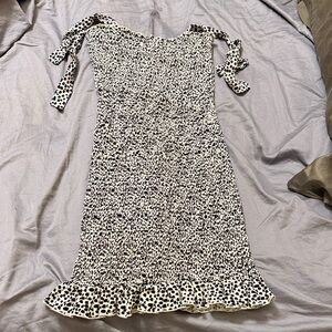 Express Black and White Spotted Mini Dress